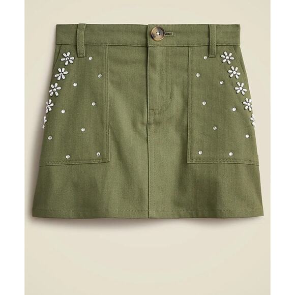 Crewcuts Dresses & Skirts - Crewcuts Flower Embellished Stretch Herringbone Mini Skirt US Girl's 7 New